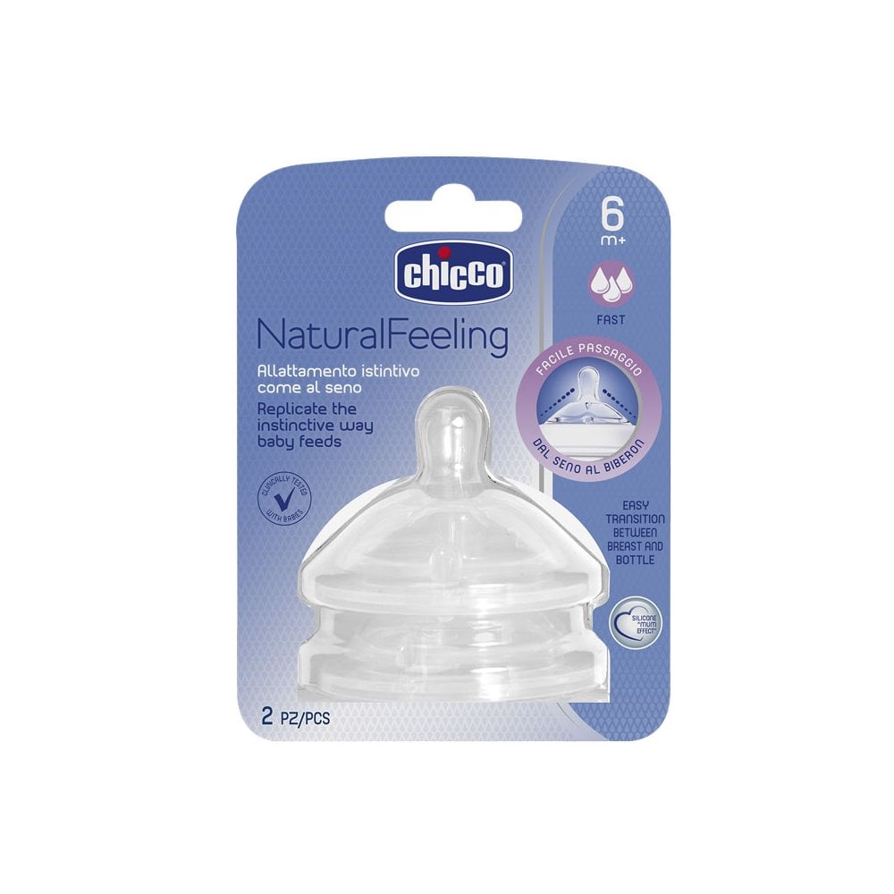 Natural Feeling Silicone Teat Fast Flow 6m+ 2pcs