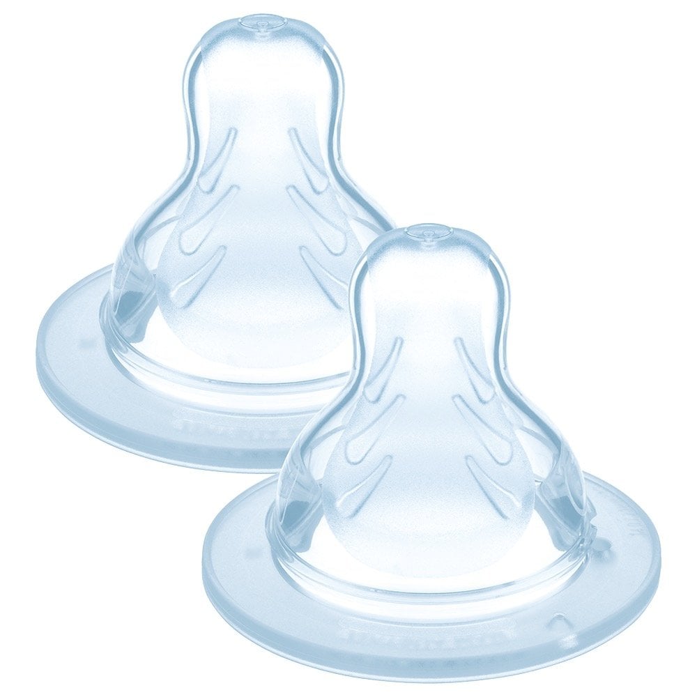 Spill-free Silicone Teat For Baby Bottles 4+m 2pcs