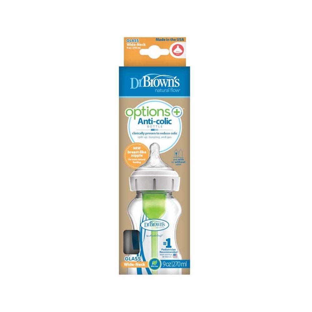 Options+ Anti-Colic 0m+ 270ml Glass Bottle