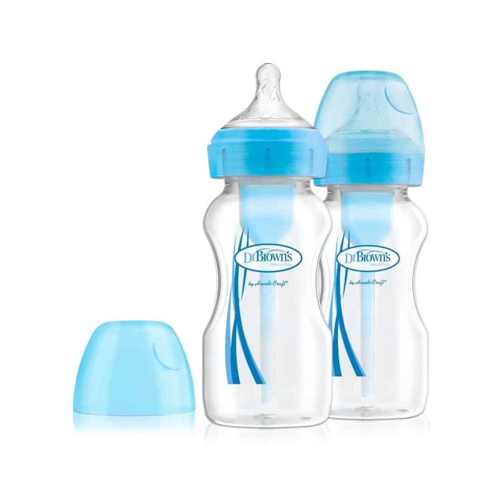 Options+ Anti-Colic 270ml 0m+ Plastic Bottle Blue Twin Pack