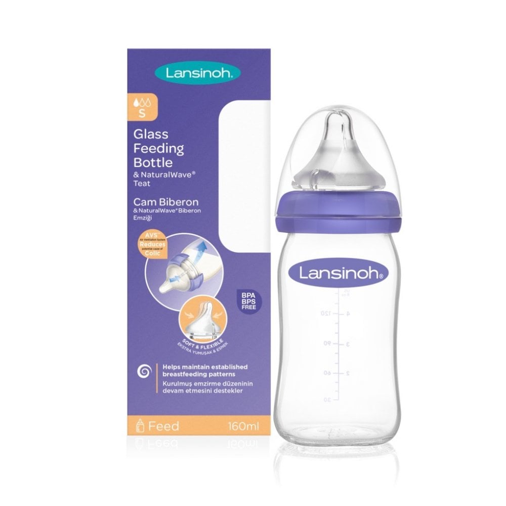 Glass Feeding Bottle 240ml with NaturalWave Teat