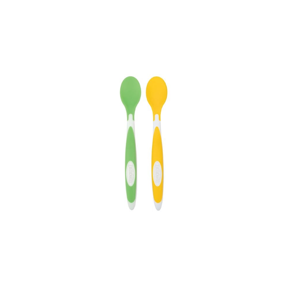 Soft Tip Spoons Green & Yellow 2pcs