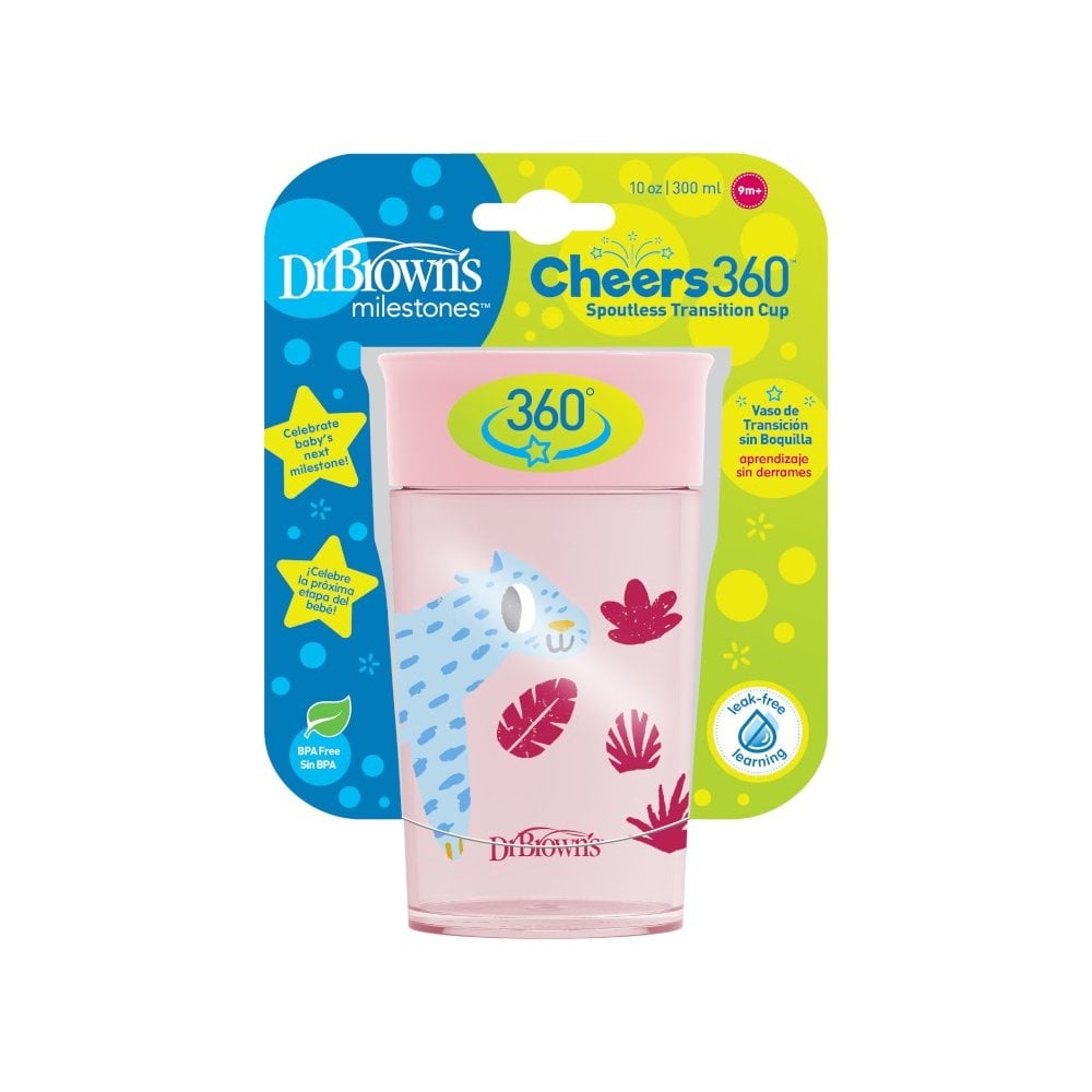 Jungle Fun Cheers 360 Spoutless Transition Sippy Cup Pink 9m+ 300ml