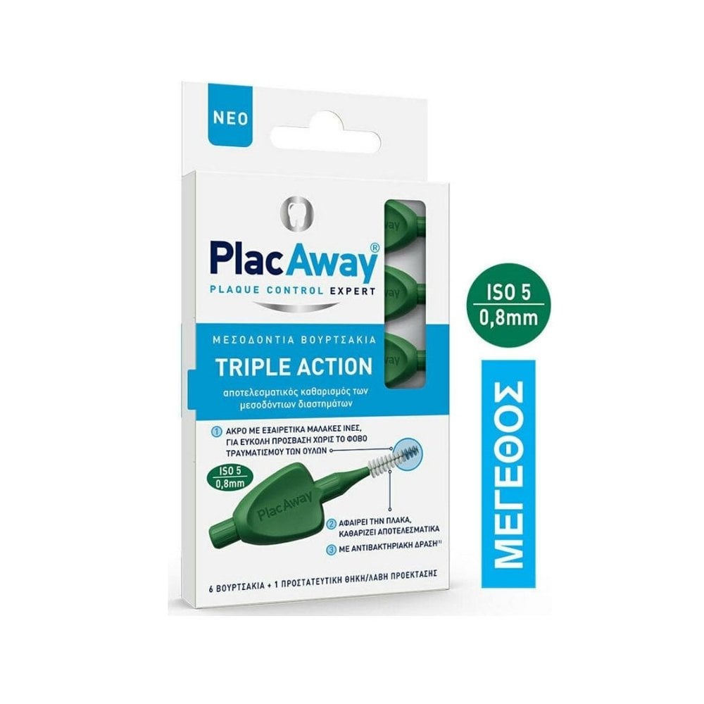 Plac Away Interdental Brushes 0.8mm Green 6pcs