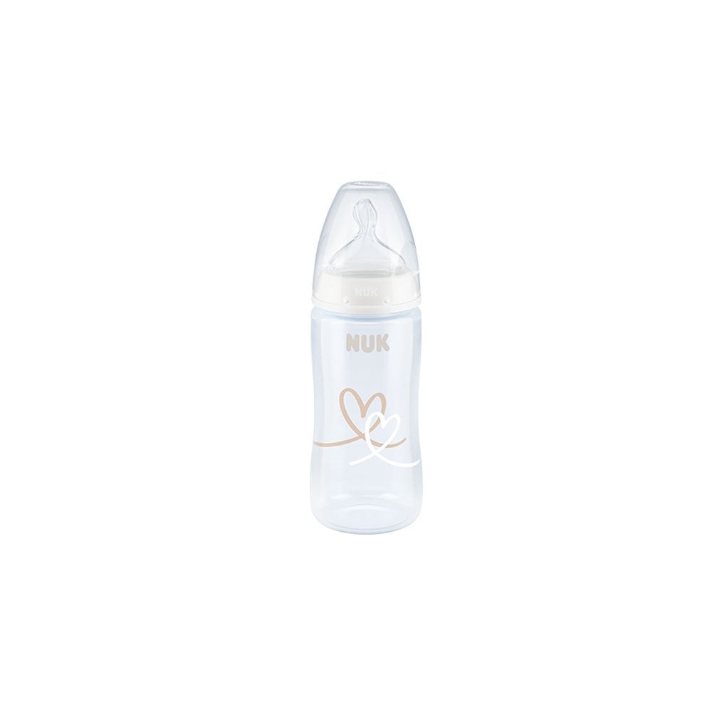 First Choice Plus Baby Bottle with Temperature Control White Hearts 6-18m 300ml