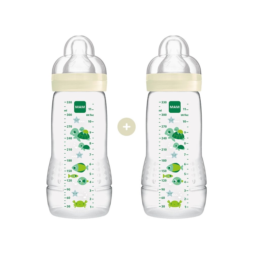Easy Active Baby Bottle Deep Ocean Twinpack White 4m+ 365S 2x330ml