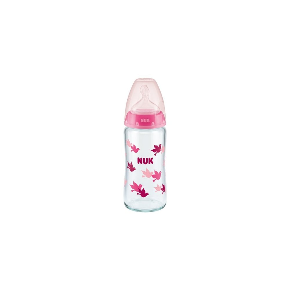 First Choice Plus Glass Baby Bottle with Temperature Control Pink 240ml