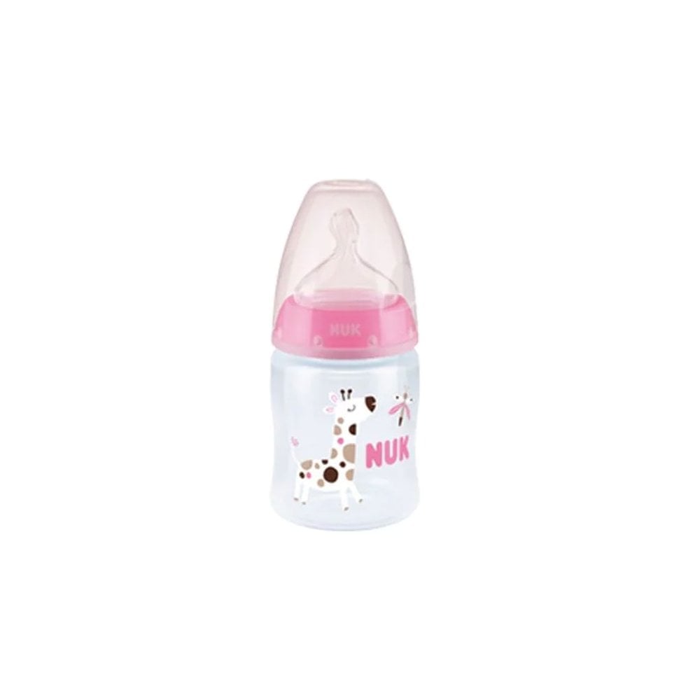 First Choice Plus Baby Bottle with Silicone Teat with Temperature Control Small 150ml Pink