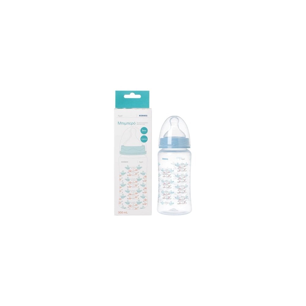 Plastic Feeding Bottle With Medium Flow Silicone Teat 3M+ 300ml