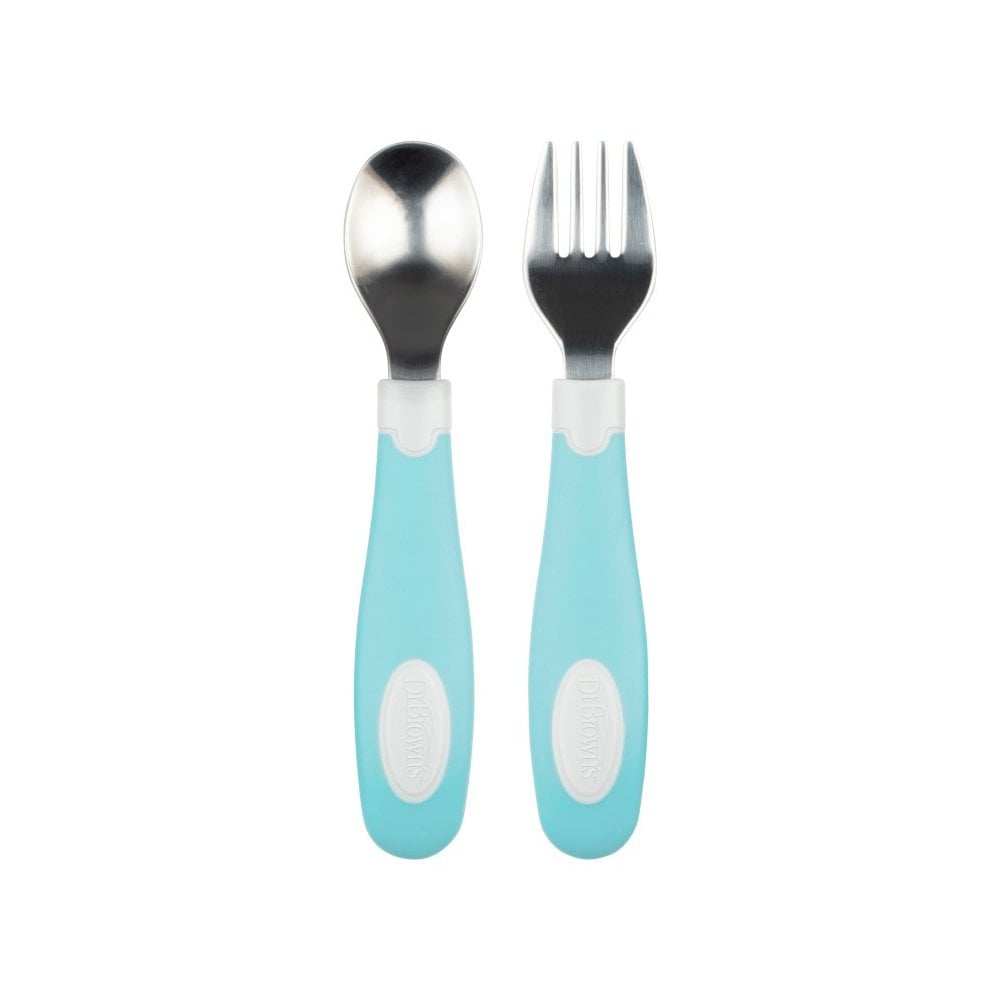 Designed to Nourish Soft-Grip Spoon and Fork Teal