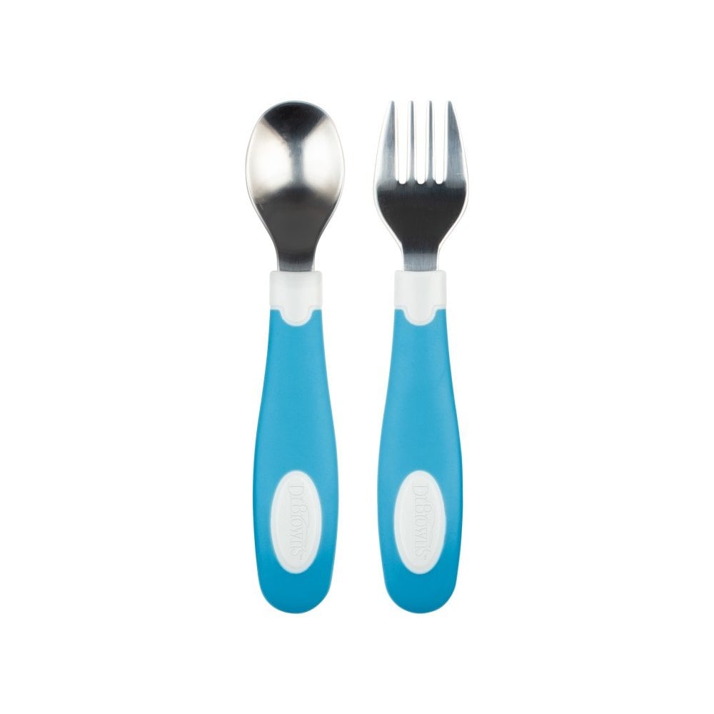 Designed to Nourish Soft-Grip Spoon and Fork Blue