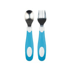 Designed to Nourish Soft-Grip Spoon and Fork Blue