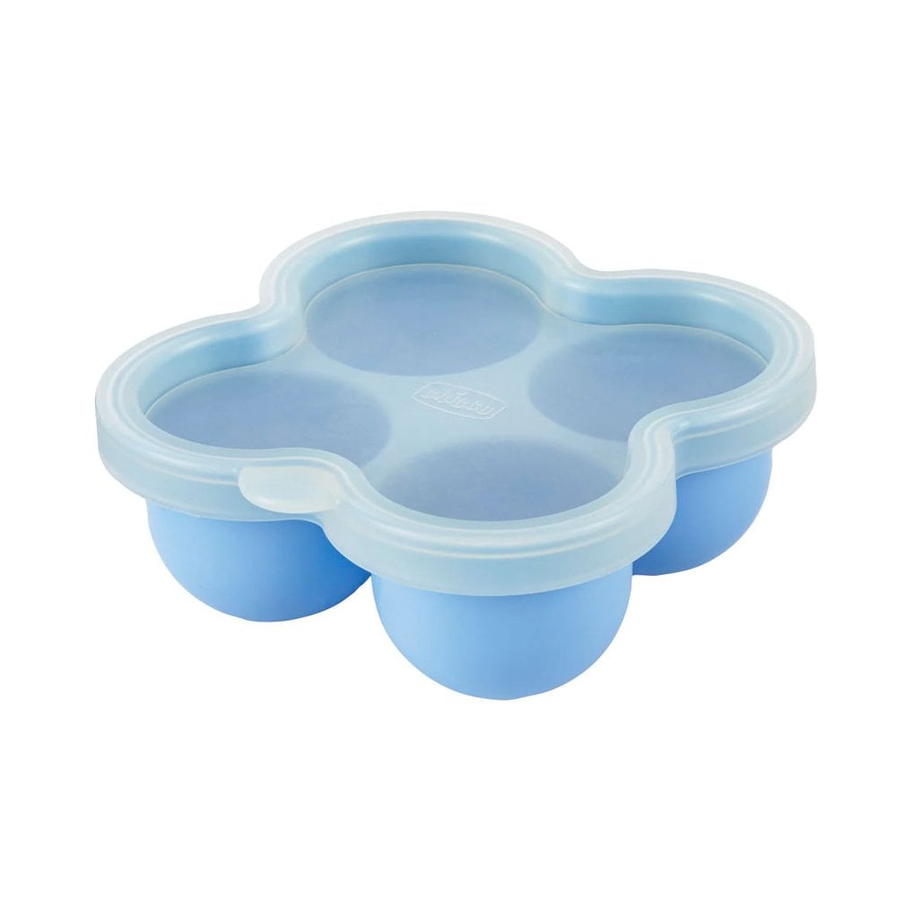 Silicone Container with 4 Compartments of 60ml and Lid 6m+