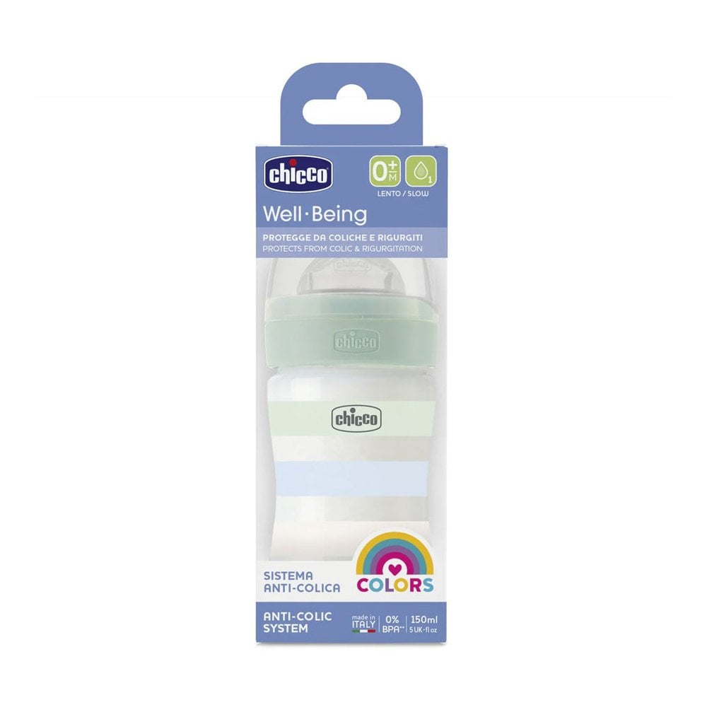 Well Being Plastic Baby Bottle with Silicone Teat Boy 0m+ 150ml