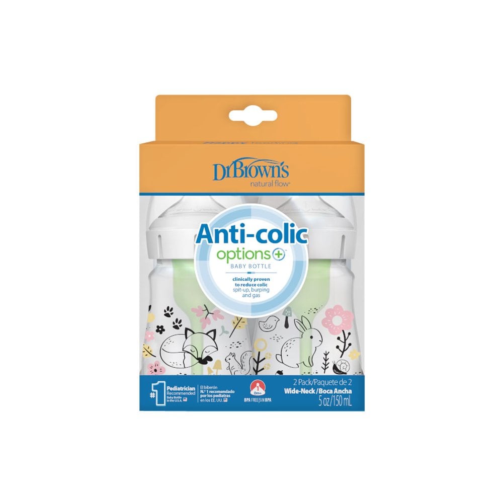 Μπιμπερό Πλαστικό με Φαρδύ Λαιμό OPTIONS+ 0m+ 2 x 150ml