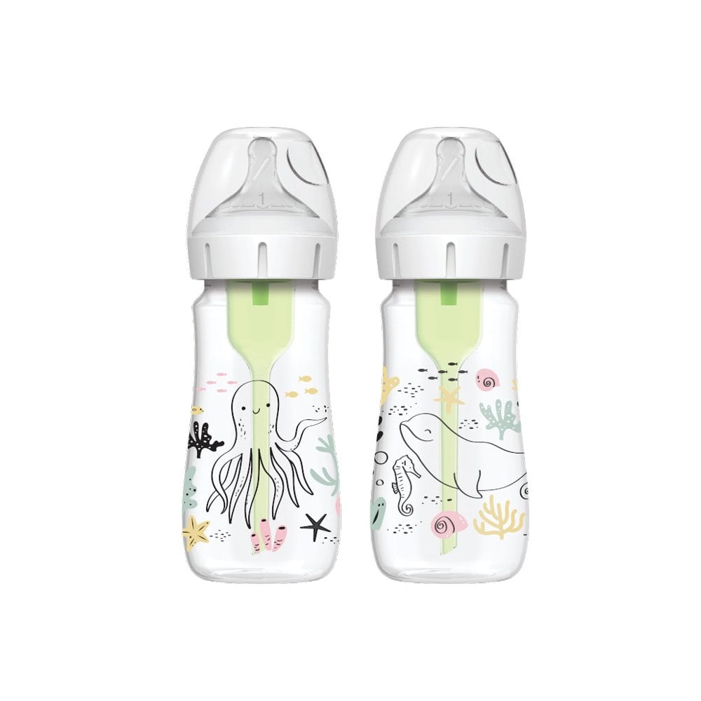 Wide Neck Plastic Baby Bottle Ocean OPTIONS+ 0m+ 2 x 270ml