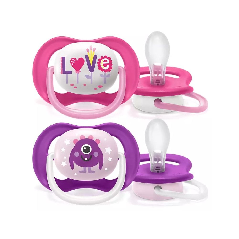 Ultra Air Orthodontic Silicone Soother SCF080/10 6-18m Pink 2pcs