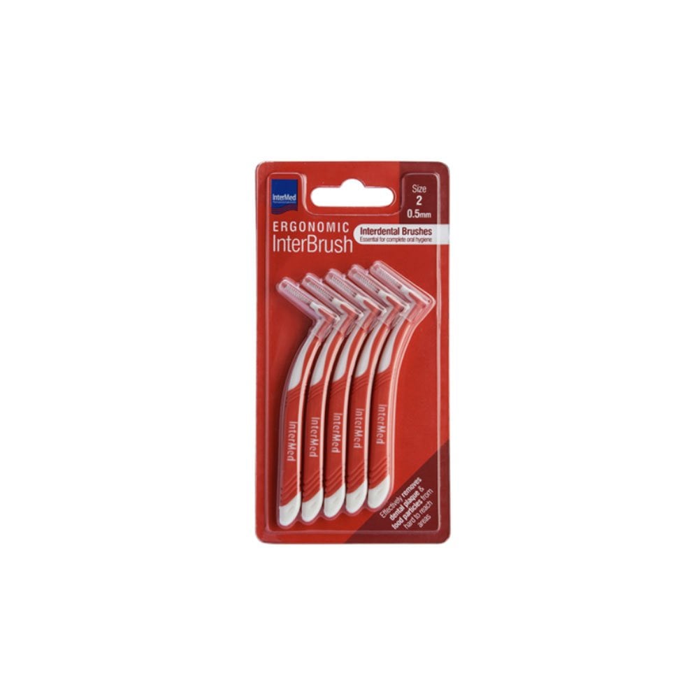Ergonomic InterBrush 0.5mm Size 2 Red 5pcs