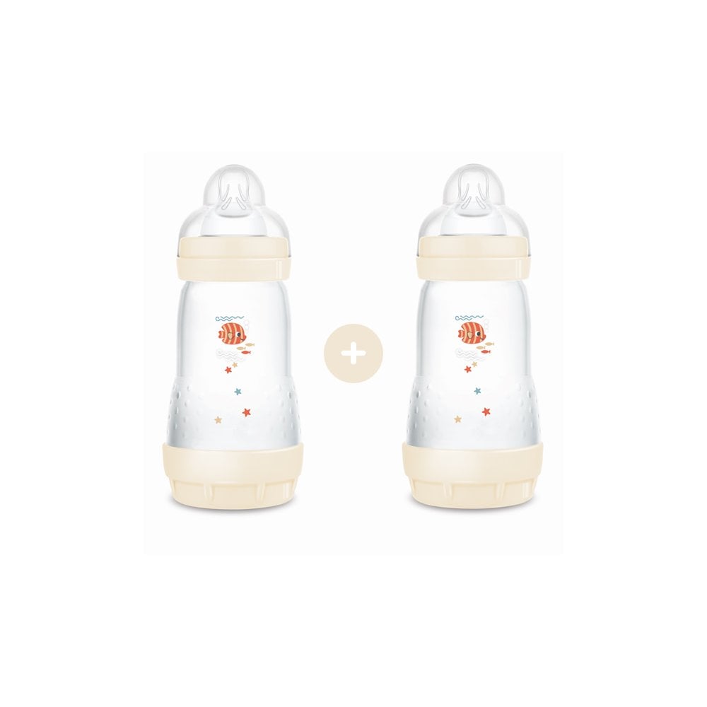 Plastic Anti-Colic Bottle 2m+ Twinpack Cream 2x260ml