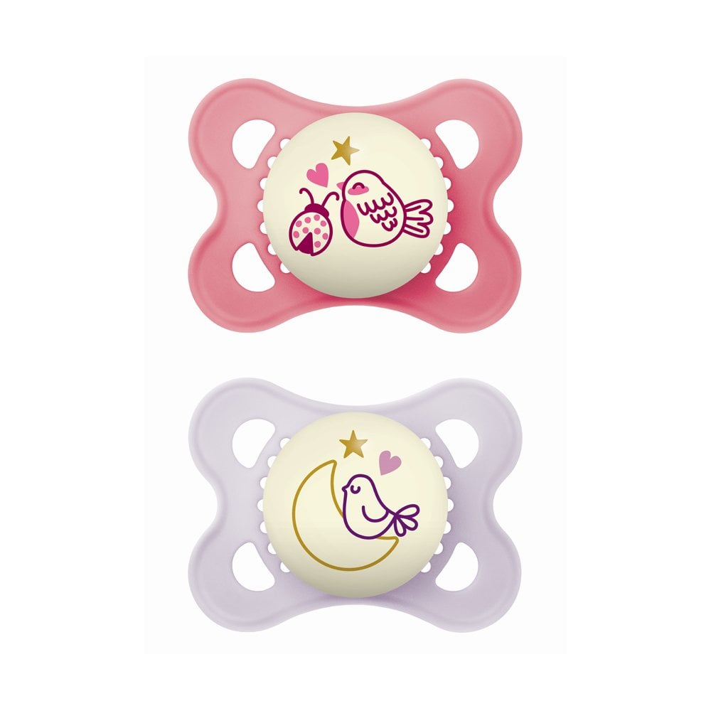 Night Silicone Soother 2-6m Pink 110SGc 2pcs