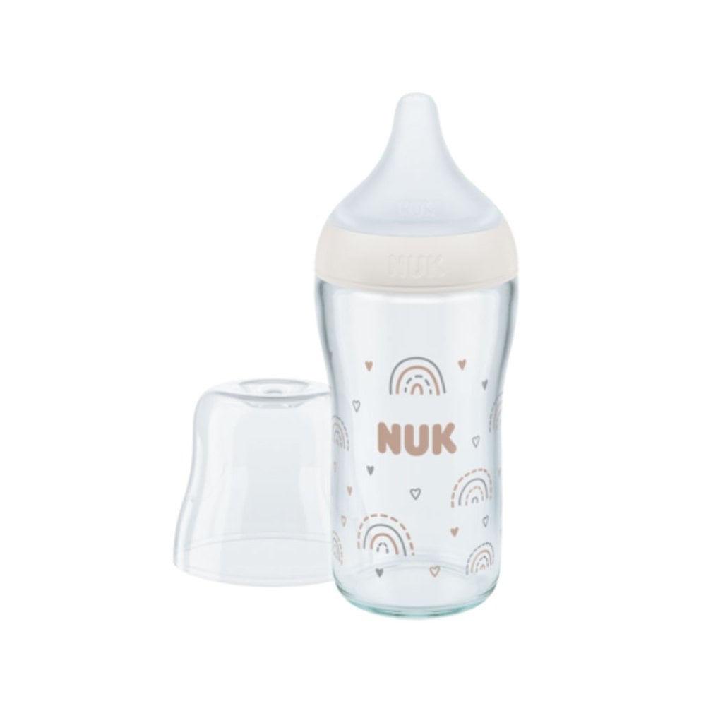 Perfect Match Baby Glass Bottle with Soft Silicone Teat 3m+ White 230ml