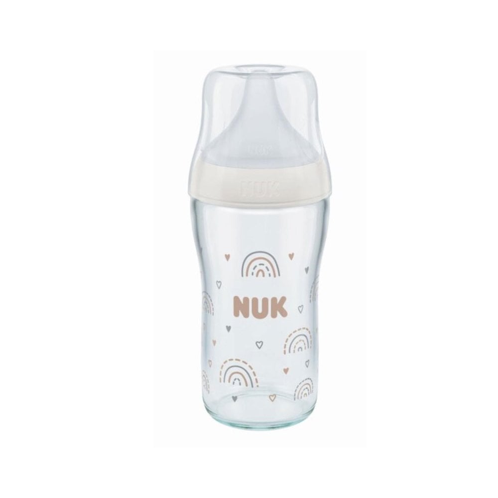 Perfect Match Baby Glass Bottle with Soft Silicone Teat 3m+ White 230ml