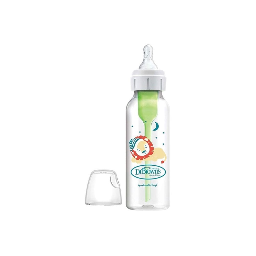 Natural Flow Anti-Colic Options+ Narrow Baby Bottle with Level 1 Slow Flow Nipple Lion 250ml