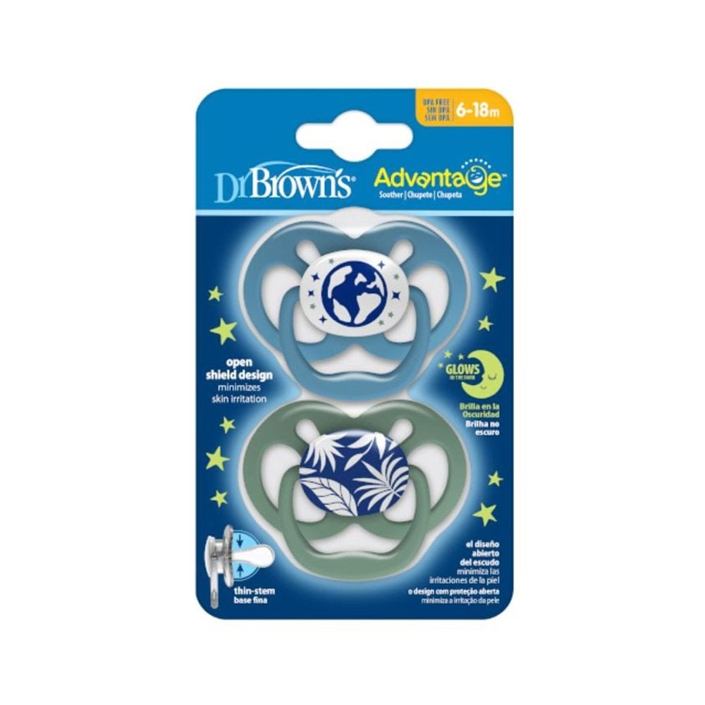 Advantage Glow in The Dark Silicone Soother Boy 6-18m 2pcs