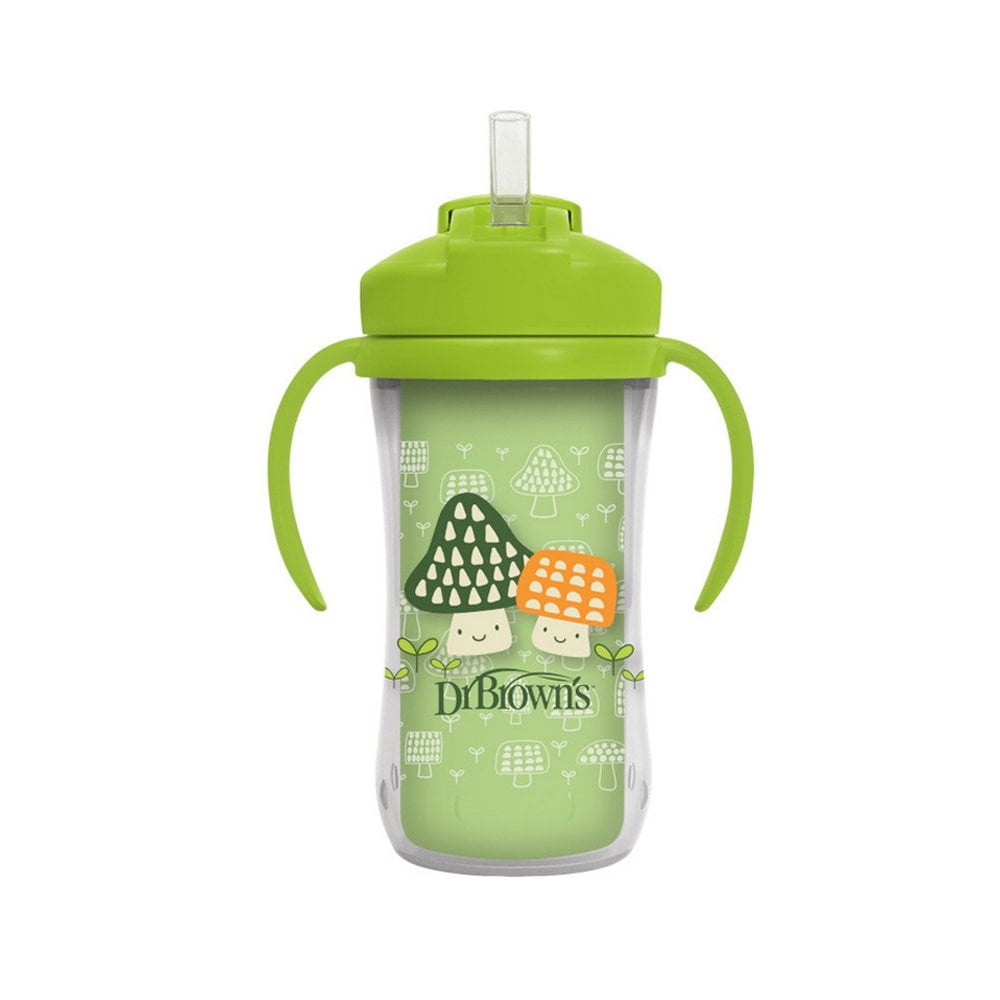 Milestones Insulated Straw Cup Green Mushroom 12m+ 300ml