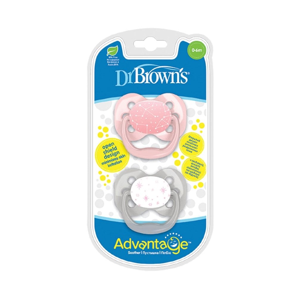 Advantage Soother Girl 0-6m Pink / Gray 2pcs