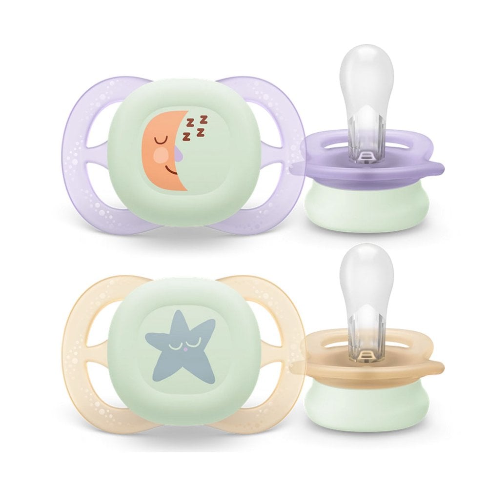Ultra Start Night Orthodontic Silicone Soother SCF075/07 0-2m 2pcs