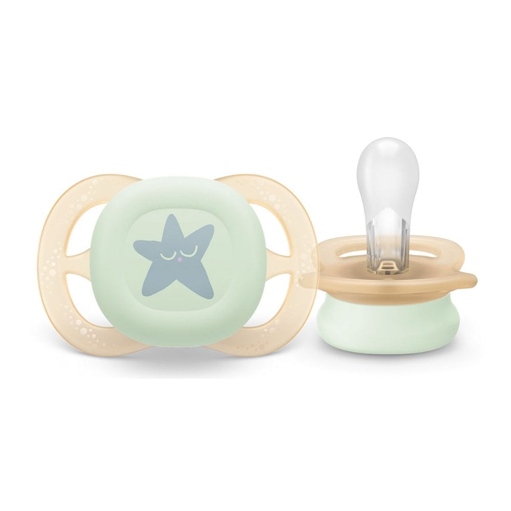 Ultra Start Night Orthodontic Silicone Soother SCF075/07 0-2m 2pcs