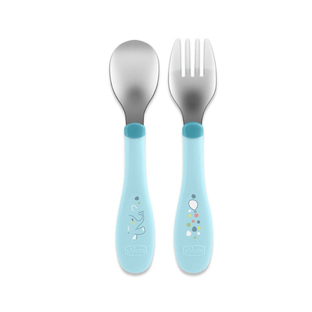 Metal Cutlery Fork-Spoon Blue 18m+