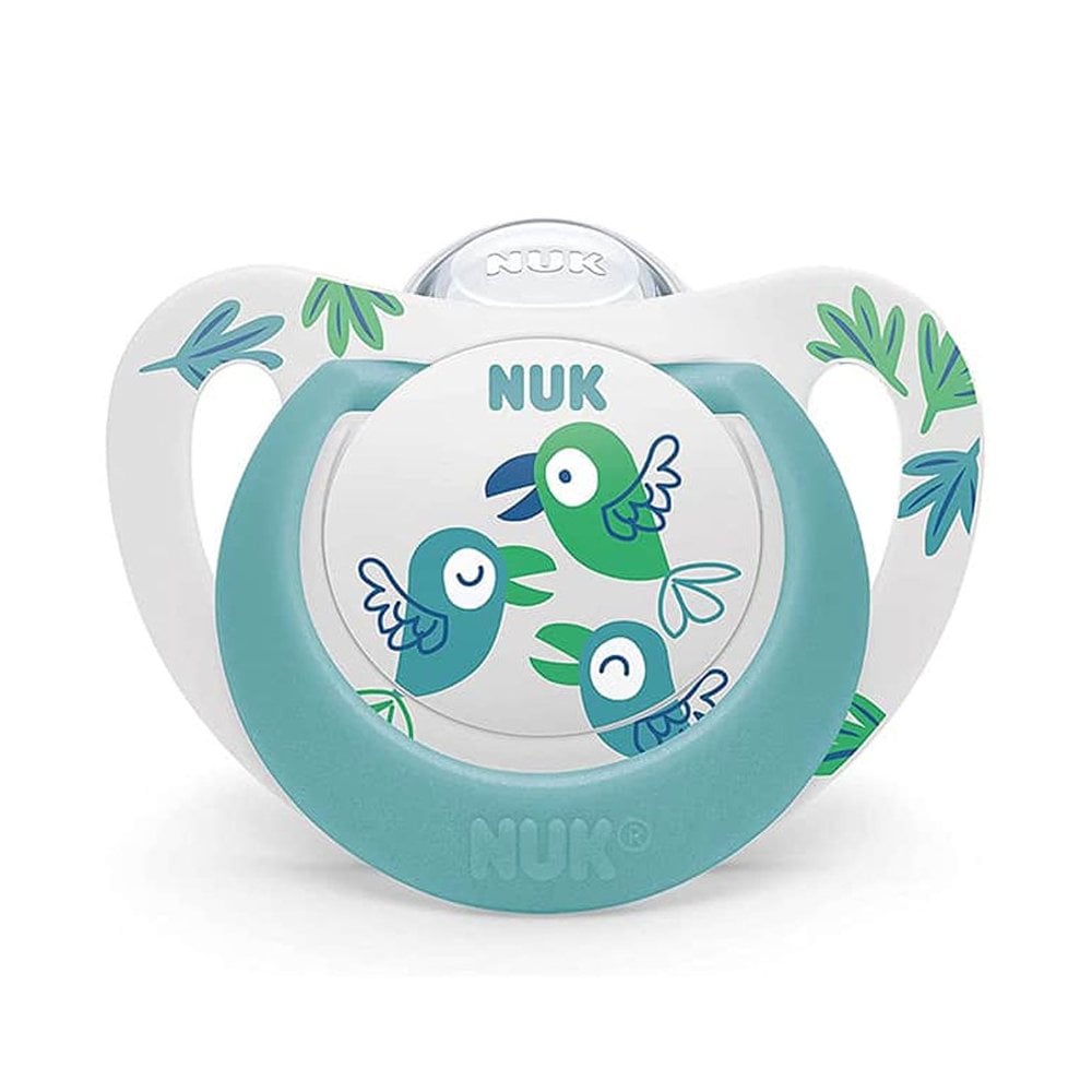 Star Silicone Soother Parrots 6-18m 1pc