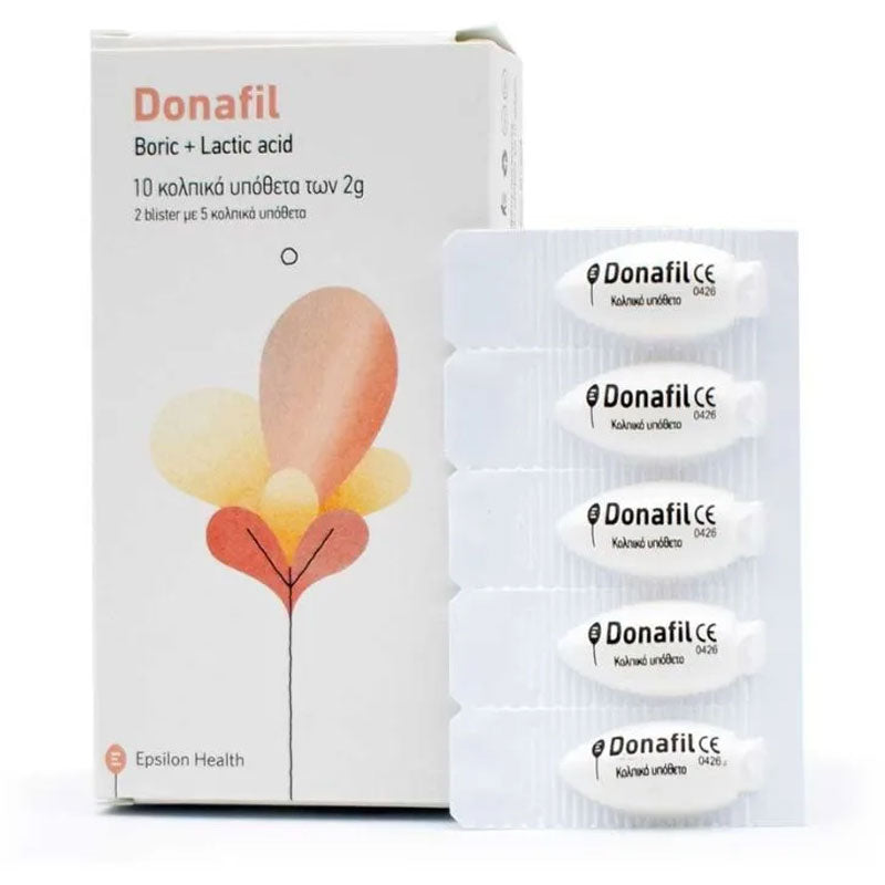 Donafil Boric & Lactic Acid Vaginal Suppositories 10pcs x 2gr