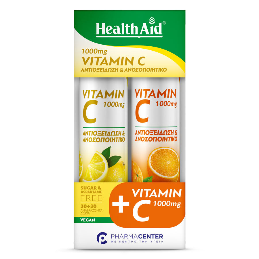 Vitamin C 1000mg Effervescent Orange 20tabs & Vitamin C 1000mg Effervescent Lemon 20tabs
