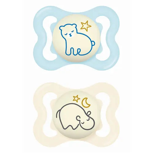 Supreme Night Silicone Soother 2-6m Light Blue 148SBc 2pcs