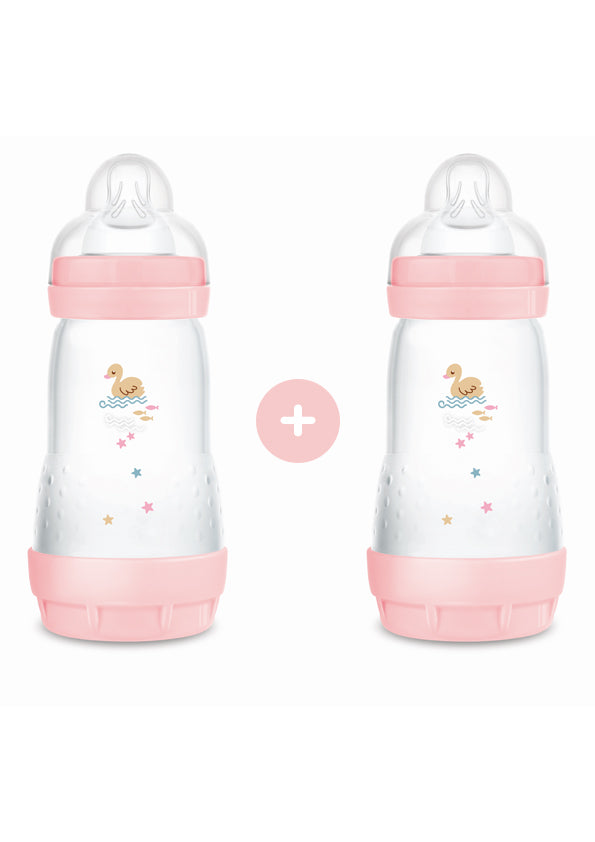 Plastic Anti-Colic Bottle 2m+ Twinpack Pink 2x260ml