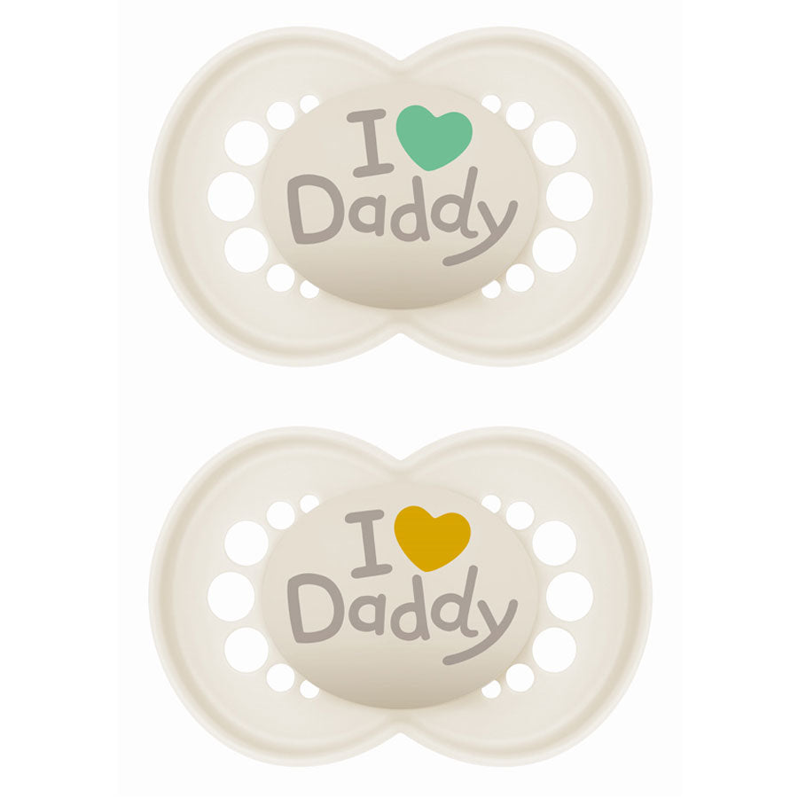 Soother Ι Love Daddy Silicone 6-16m Beige 170SU1c 2pcs