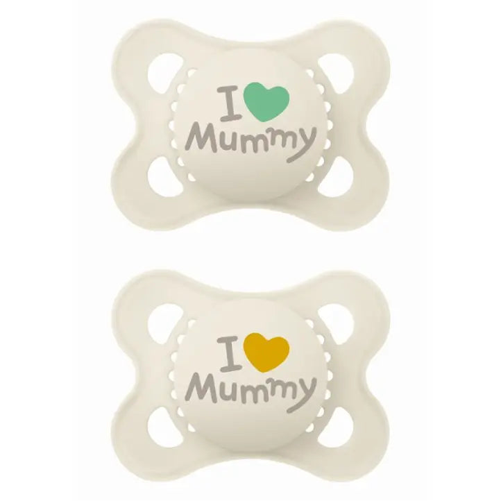 Soother Ι Love Mummy Silicone 2-6m Beige 115SU2c 2pcs