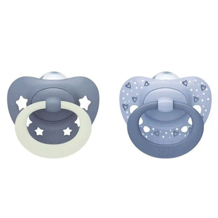 First Choice Classic Day & Night Silicone Soother with Case 18-36m Blue 2pcs