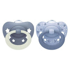 First Choice Classic Day & Night Silicone Soother with Case 0-6m Blue 2pcs