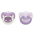 First Choice Classic Day & Night Silicone Soother with Case 0-6m Purple 2pcs
